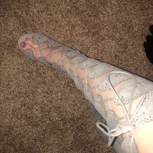 Shoedazzle meggy high healed knee-high boots suede